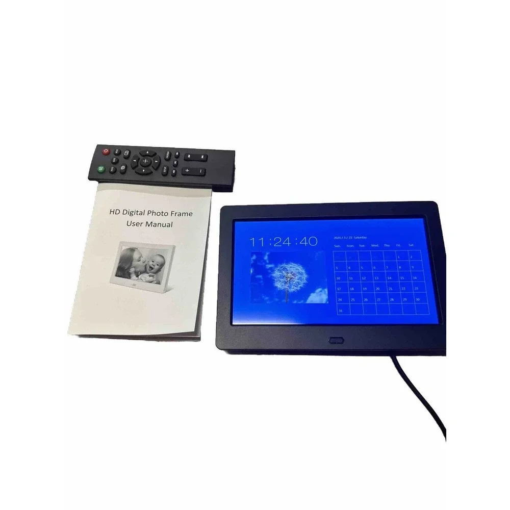 7inch HD Digital Photo Frame Clock Calendar MP3 Music Photo Playback Remote Inst